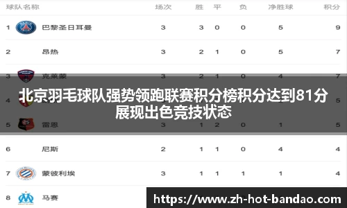 北京羽毛球队强势领跑联赛积分榜积分达到81分展现出色竞技状态